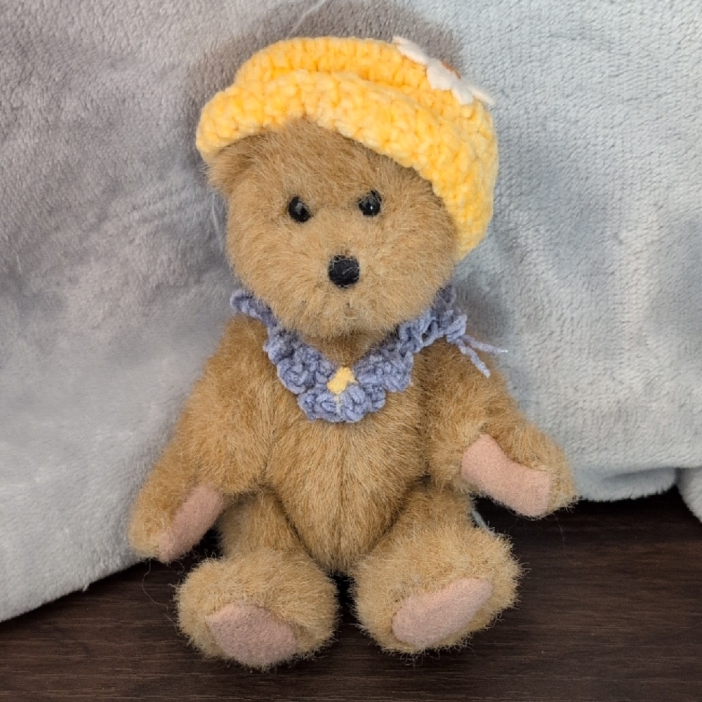 Boyds Bears Collection "Coco Debearvoire" Plush with Yellow Hat and Blue Scarf